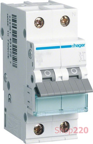 Автоматический выключатель 50 А, 1P+N, хар-ка С, Hager - фото 104279