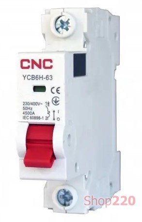 Автоматический выключатель 32 А, 1-полюсный, тип D, YCB6Н-63 CNC - фото 105459