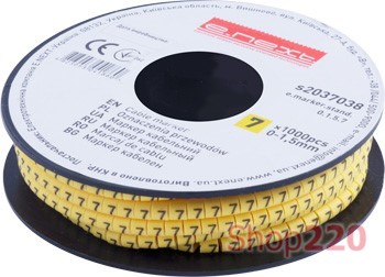 Маркер кабельный 0-1,5 кв.мм, 7, 1000 шт, e.marker.stand.0.1.5.7 Enext - фото 115910