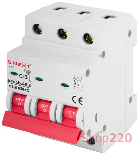 Модульный автоматический выключатель 3р, 13А, C, 4,5 кА, e.mcb.stand.45.3.C13 Enext - фото 119755