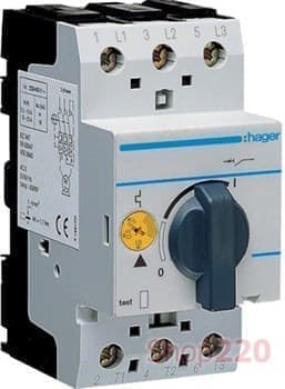 Автоматический выключатель для защиты двигателя, ток 1 А - 1,6 А, MM506N Hager - фото 30295