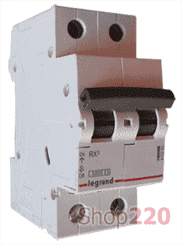Автоматический выключатель 6А, 2 полюса, тип С, 419694 Legrand RX3 - фото 37008