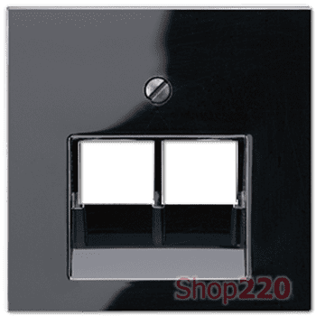 Накладка для двойной компьютерной розетки, черный, Jung A500 A569-2BFPLUASW - фото 39422