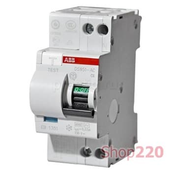 Дифавтомат 32А, 30мА, уставка B, ABB DS951AC-B32/0,03A - фото 43059