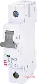Автоматический выключатель 6А, 1 полюс, тип B, Eti 2111512 - фото 46518