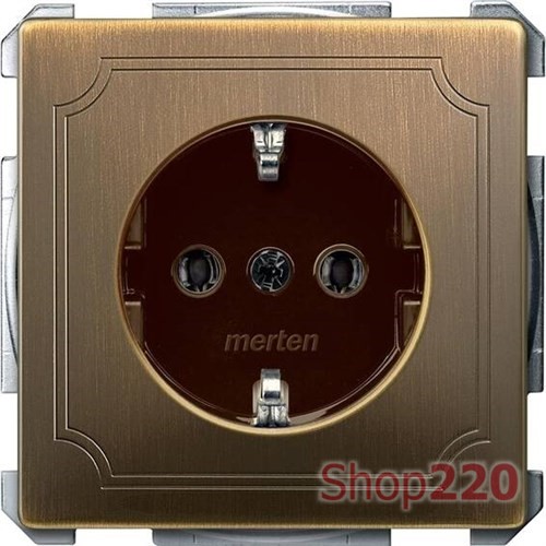 Розетка электрическая с заземлением, античная латунь, Merten MTN2301-4143 - фото 73230