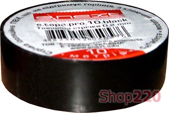 Изолента самозатухающая, 10м, черная, e.tape.pro.10.black Enext p0450006 - фото 74136