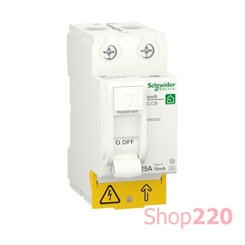 УЗО 25А, 10 мА, тип А, 2 полюса, Resi9 R9R60225 Schneider Electric - фото 81030