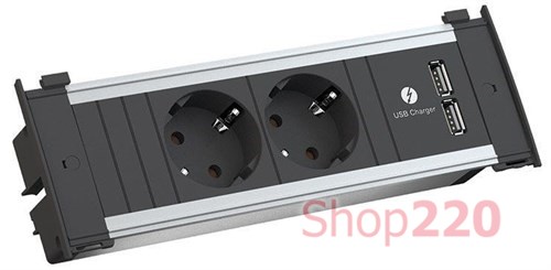 Встраиваемые розетки в стол 2х220В + 2xUSB, Bachmann KAPSA - фото 90656