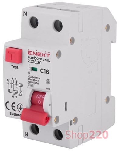 Диф. автомат 32А, 30мА, хар-ка С, e.rcbo.stand.2.C32.30 Enext s034106 - фото 92421