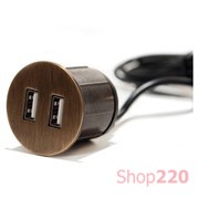 Розетка USB тип А+С в мебель, состаренная бронза, Versapick ASA