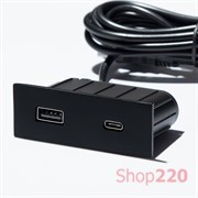 Розетка USB тип А+С в стол/мебель, черный, Versapick ASA