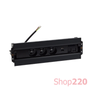 Блок розеток спиннер 3x220В + 2xUSB A+C + 2xKeystone для RJ45, черный, S486 Simon