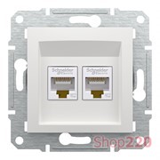 Розетка компьютерная RJ45 двойная, белый, Schneider Asfora