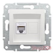 Розетка компьютерная RJ45 кат.6, белый, Schneider Asfora