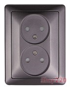 Комплект розетки двойной без заземления, антрацит, e.lux.1222L.2gz.anthracite Enext