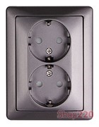 Комплект розетки двойной c заземления, антрацит, e.lux.1232L.2gz.anthracite Enext