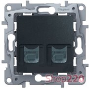 Розетка телефонная RJ-11 и компьютерная RJ-45, антрацит, 672652 Legrand Etika