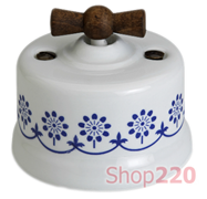 Переключатель керамика с деревянной ручкой, синий декор, Garby Fontini 30308230