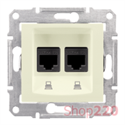 Розетка двойная RJ 45 кат 5е, экран, STP, кремовый, Sedna SDN4600123 Schneider