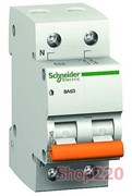 Автомат 6A, фаза+нейтраль, тип С, "Домовой" 11211 Schneider Electric