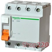 Дифференциальный выключатель (УЗО) 25A 30мА, 4 полюса, 11460 Schneider Electric