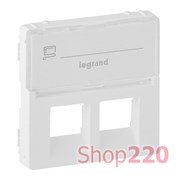 Накладка розетки RJ11+RJ45 подпись, белый, Valena 755480 Legrand