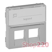 Накладка розетки RJ11+RJ45 подпись, алюминий, Valena 755482 Legrand