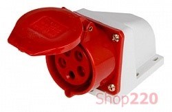 Силовая розетка 32А, 380В, 5 полюсов, стационарная, e.socket.pro.5.32