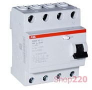 УЗО 63А, 300мА, 4 полюса, тип АС, ABB FH204AC-63/0,3