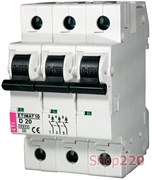 Автоматический выключатель 20А, 3 полюса, тип D, Eti 2155717