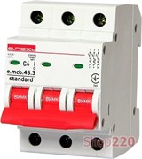 Автоматический выключатель 6А, 3-фазный, хар-ка С, e.mcb.stand.45.3.C 6 s002029 E.NEXT
