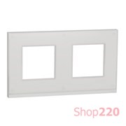 Рамка 2-постовая, горизонтальная, белое стекло / белый, Unica New Schneider NU600485