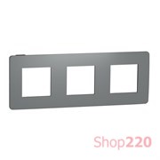 Рамка 3-постовая, дымчато-серый / антрацит, Unica New Schneider NU280622