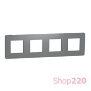 Рамка 4-постовая, дымчато-серый / антрацит, Unica New Schneider NU280822