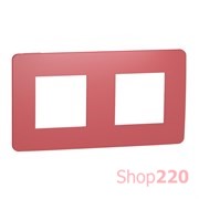 Рамка 2-постовая, красная / белый, Unica New Schneider NU280413