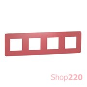 Рамка 4-постовая, Красный / белый, Unica New Schneider NU280813