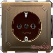 Розетка электрическая с заземлением, античная латунь, Merten MTN2301-4143