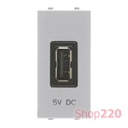 Розетка USB для зарядки, 1мод., серебристый, Zenit ABB N2185 PL