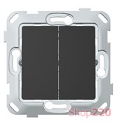 Выключатель проходной двухклавишный, антрацит soft-touch, PLK0221241 Plank Electrotechnic