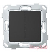 Кнопка двухклавишная, антрацит soft-touch, PLK0421241 Plank Electrotechnic
