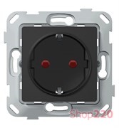 Розетка со шторками, антрацит soft-touch, PLK0521241 Plank Electrotechnic