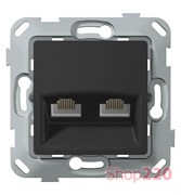 Розетка компьютерная RJ45 двойная, антрацит soft-touch, PLK0741241 Plank Electrotechnic