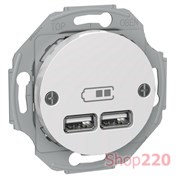 USB розетка тип А+А, 2.1 А, белый, Renova WDE011760 Schneider