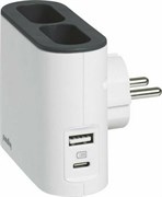 Блок угловой на 2 боковые розетки 6А с USB A+C, белый/серый, 49401 Legrand