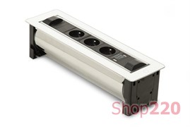 Вращающийся блок розеток 3х220В + USB тип А + С, белое стекло, Versaturn ASA 060.24F.00032