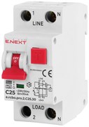 Дифференциальный автомат 25А, 30мА, кривая С, тип А, e.rcbo.pro.2.C25.30 Enext