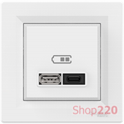 USB розетка тип А+С 3А 45Вт, белый, EPH2700421 Schneider Electric Asfora
