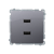 Розетка USB зарядка, двойная, 2.1А, серебро, Basic Simon - фото 88216