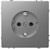 Розетка 220В со шторками, винтовой зажим, нержавеющая сталь, D-Life Merten MTN2400-6036 - фото 94031